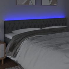 Greatstore Čelo postele s LED tmavě šedé 180 x 7 x 78/88 cm textil