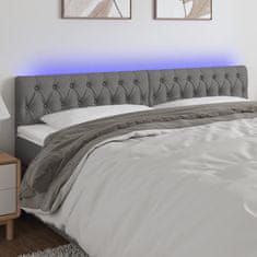 Greatstore Čelo postele s LED tmavě šedé 180 x 7 x 78/88 cm textil