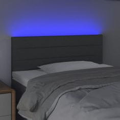 Greatstore Čelo postele s LED tmavě šedé 80 x 5 x 78/88 cm textil