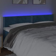 Greatstore Čelo postele s LED tmavě modré 200x5x78/88 cm samet