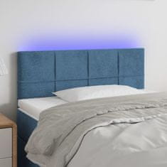 Greatstore Čelo postele s LED tmavě modré 100x5x78/88 cm samet