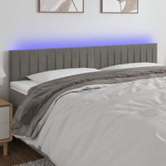 Vidaxl Čelo postele s LED světle šedé 180x5x78/88 cm samet