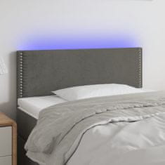 Greatstore Čelo postele s LED tmavě šedé 90x5x78/88 cm samet