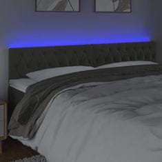 Greatstore Čelo postele s LED tmavě šedé 200 x 7 x 78/88 cm samet