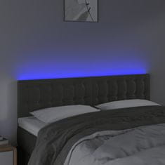 Greatstore Čelo postele s LED tmavě šedé 144x5x78/88 cm samet
