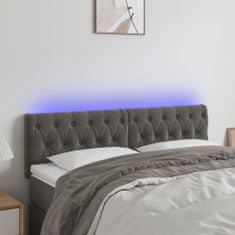 Greatstore Čelo postele s LED tmavě šedé 160 x 7 x 78/88 cm samet