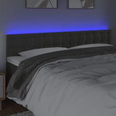Greatstore Čelo postele s LED tmavě šedé 160x5x78/88 cm samet
