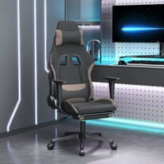 Vidaxl Masážní herní židle s podnožkou černá a taupe textil
