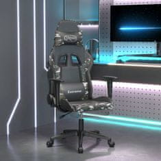 shumee Herní židle s podnožkou černá a maskáčová umělá kůže