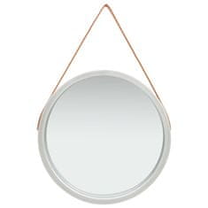 Vidaxl Nástěnné zrcadlo s popruhem 60 cm stříbrné