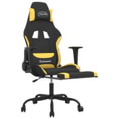 Vidaxl Otočná herní židle s podnožkou černá a světle žlutá textil