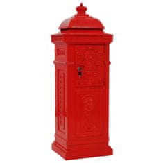 shumee Sloupová poštovní schránka ve vintage stylu rezuvzdorná červená