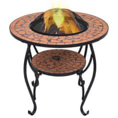 shumee Mozaikový stolek s ohništěm terakotový 68 cm keramika