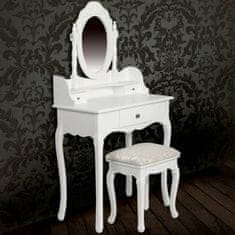 Greatstore Toaletní stolek se zrcadlem a stoličkou bílý