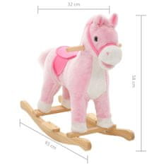 Greatstore Houpací plyšový kůň 65 x 32 x 58 cm růžový