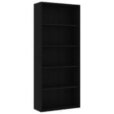 shumee 5patrová knihovna černá 80 x 30 x 189 cm dřevotříska