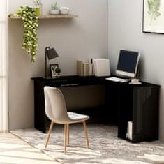 shumee Rohový psací stůl černý vysoký lesk 120x140x75 cm dřevotříska