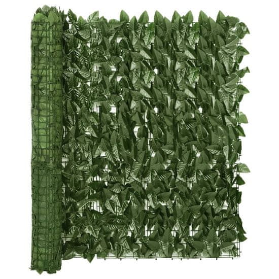 Vidaxl Balkónová zástěna s tmavě zelenými listy 600 x 100 cm