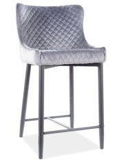 ATAN Barová židle TIAN B H-2 VELVET šedá/černá