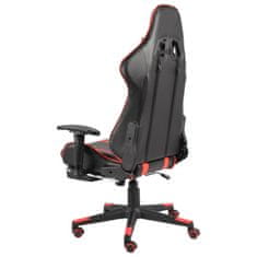 Vidaxl Otočná herní židle s podnožkou červená PVC