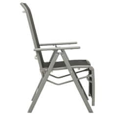 Vidaxl Polohovací zahradní židle textilen a hliník stříbrná