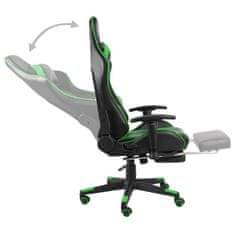 Vidaxl Otočná herní židle s podnožkou zelená PVC