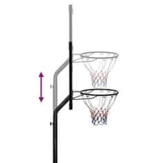 Greatstore Basketbalový koš s průhlednou deskou 256–361 cm polykarbonát