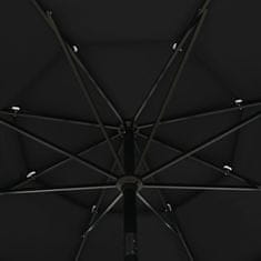 Vidaxl 3stupňový slunečník s hliníkovou tyčí černý 3,5 m