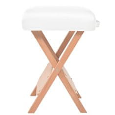 Greatstore Skládací masážní stolička, 12 cm silný sedák, 2 opěrky, bílá