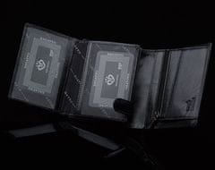 ZAGATTO Pánská černá kožená horizontální peněženka, ochrana karet RFID, kapsa na bankovky, slot na karty, slot na mince, kapsa na doklady, elegantní peněženka v dárkové krabičce, 12,6x9,5x1,8 / ZG-001-BAR-2