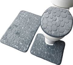 Another-Label Sada tří koupelnových předložek šedá dlažební kostky