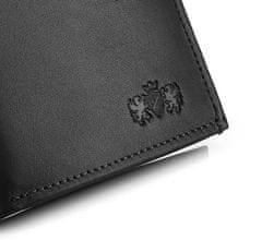 ZAGATTO Pánská elegantní kožená horizontální peněženka, černá tenká peněženka s ochranou karet RFID, sloty na karty, sloty na doklady, sloty na bankovky, 8,8x11,3x1 / N054-W BLACK