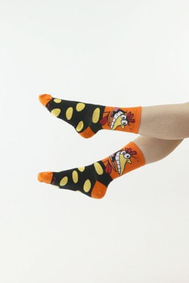 Moraj Veselé ponožky Cow and chicken oranžové