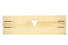 Proutídekorace Dřevěný truhlík přírodní srdce 60 cm