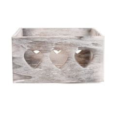 Proutídekorace Dřevěná bedýnka srdce 20 cm