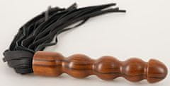 Zado Zado Wood Leather Flogger, kožené důtky s úchopem ze dřeva