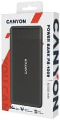 Canyon powerbanka PB-1009B,10 000mAh Li-pol, In USB-C+Lightning-Apple,Out USB-C PD 20W+1xUSB-A QC 3.0,černá