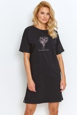TARO Dámská noční košilka June černá s kyticí XL