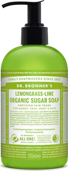 Dr. Bronner's Tekuté mýdlo na tělo i vlasy Sugar-Shikakai, Lemongrass-Lime 355 ml