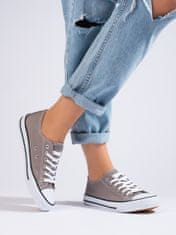 Amiatex Luxusní šedo-stříbrné tenisky dámské bez podpatku + Ponožky Gatta Calzino Strech, odstíny šedé a stříbrné, 37