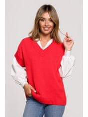 BeWear Dámská pletená vesta Reenzong BK076 červená S/M