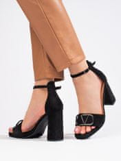 Vinceza Výborné sandály černé dámské na širokém podpatku + Ponožky Gatta Calzino Strech, černé, 38