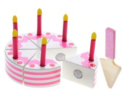 Mikro Trading Big Tree dort dřevěný 15x4,5 cm se 6 ks klínků dortu, 6 ks svíček a 1 ks dezertní lopatky v krabičce