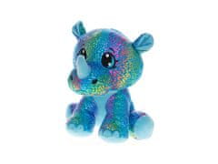 Mikro Trading Nosorožec Star Sparkle plyšový modrý 37 cm sedící