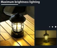 Zaparkorun.cz LED přenosná kempingová lampa na USB dobíjení, nouzové závěsné stanové světlo