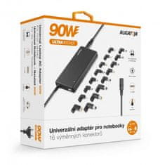 Aligator Univerzální adaptér pro notebooky se 16 výměnnými konektory a USB, 90W