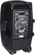 HADEX Party reproduktor AM1412 80W s baterií, 2x bezdrát.mikrofon, 12V/230V