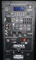 HADEX Party reproduktor AM1412 80W s baterií, 2x bezdrát.mikrofon, 12V/230V