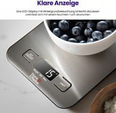 HOME & MARKER® Digitální Kuchyňská Váha s Velkým LCD Displejem, Vysokou Přesností až na 1 kg a Funkcí Tárování - KITCHENSCALE