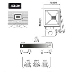 Maclean LED světlomet se senzorem pohybu studená bílá MCE630 71717